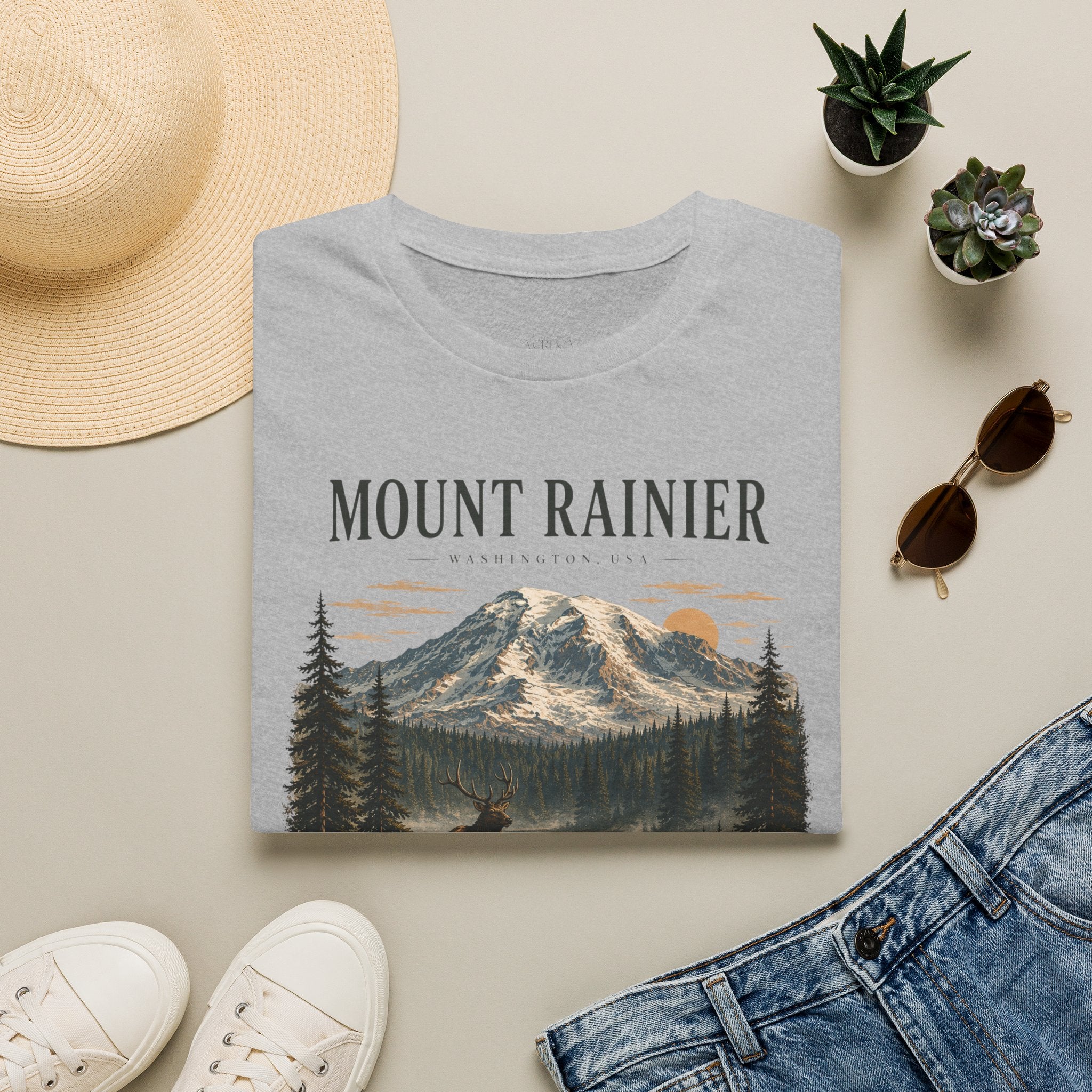 Unisex Mount Rainier Vintage Nature Graphic T-Shirt