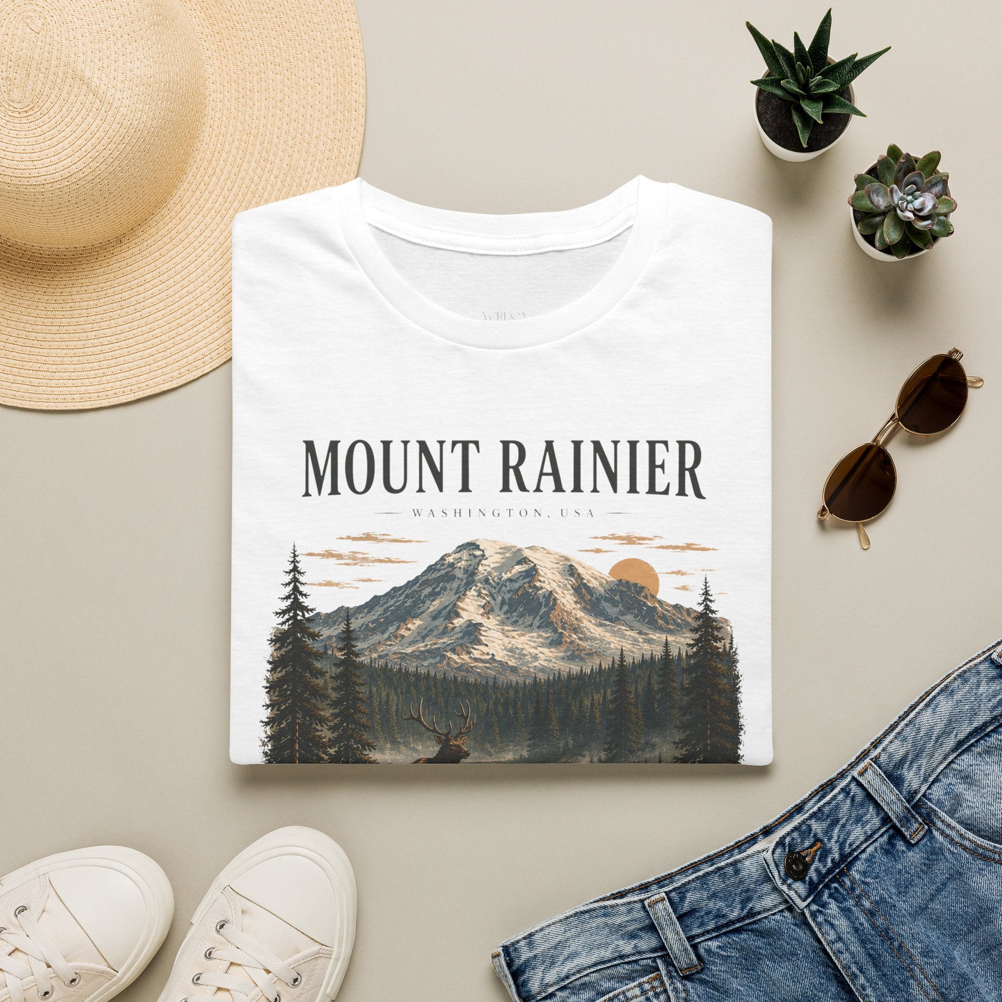 Unisex Mount Rainier Vintage Nature Graphic T-Shirt