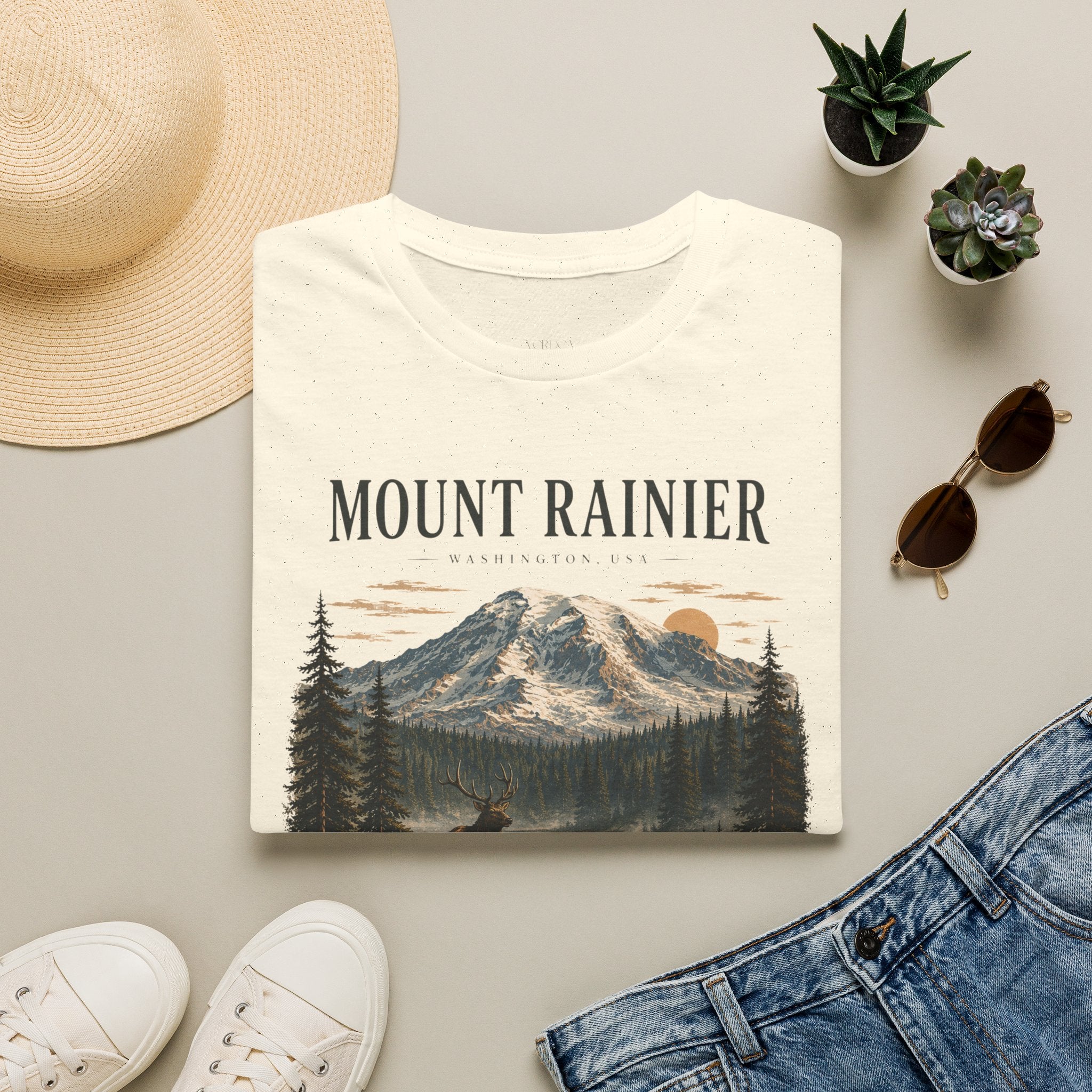 Unisex Mount Rainier Vintage Nature Graphic T-Shirt