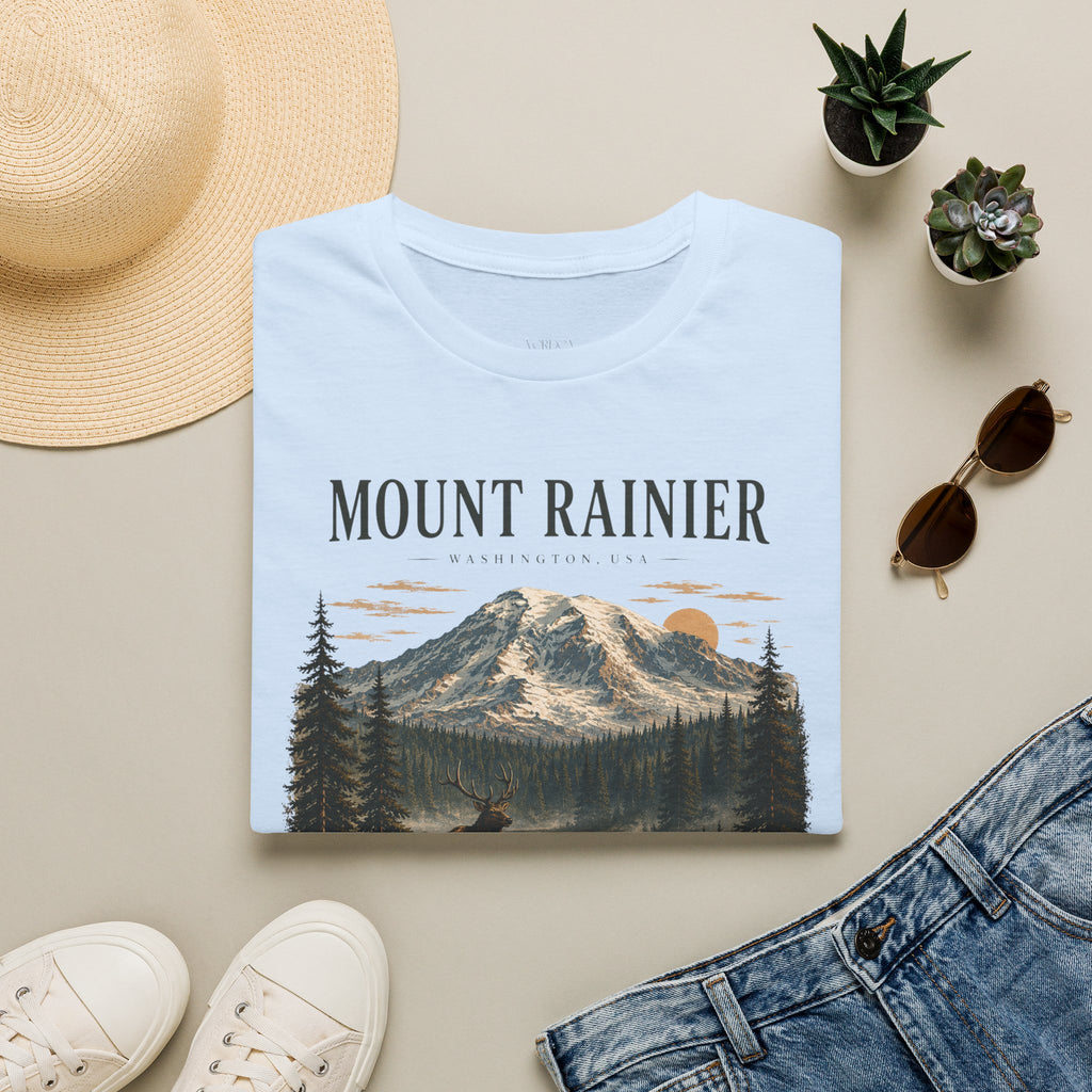 Unisex Mount Rainier Vintage Nature Graphic T-Shirt